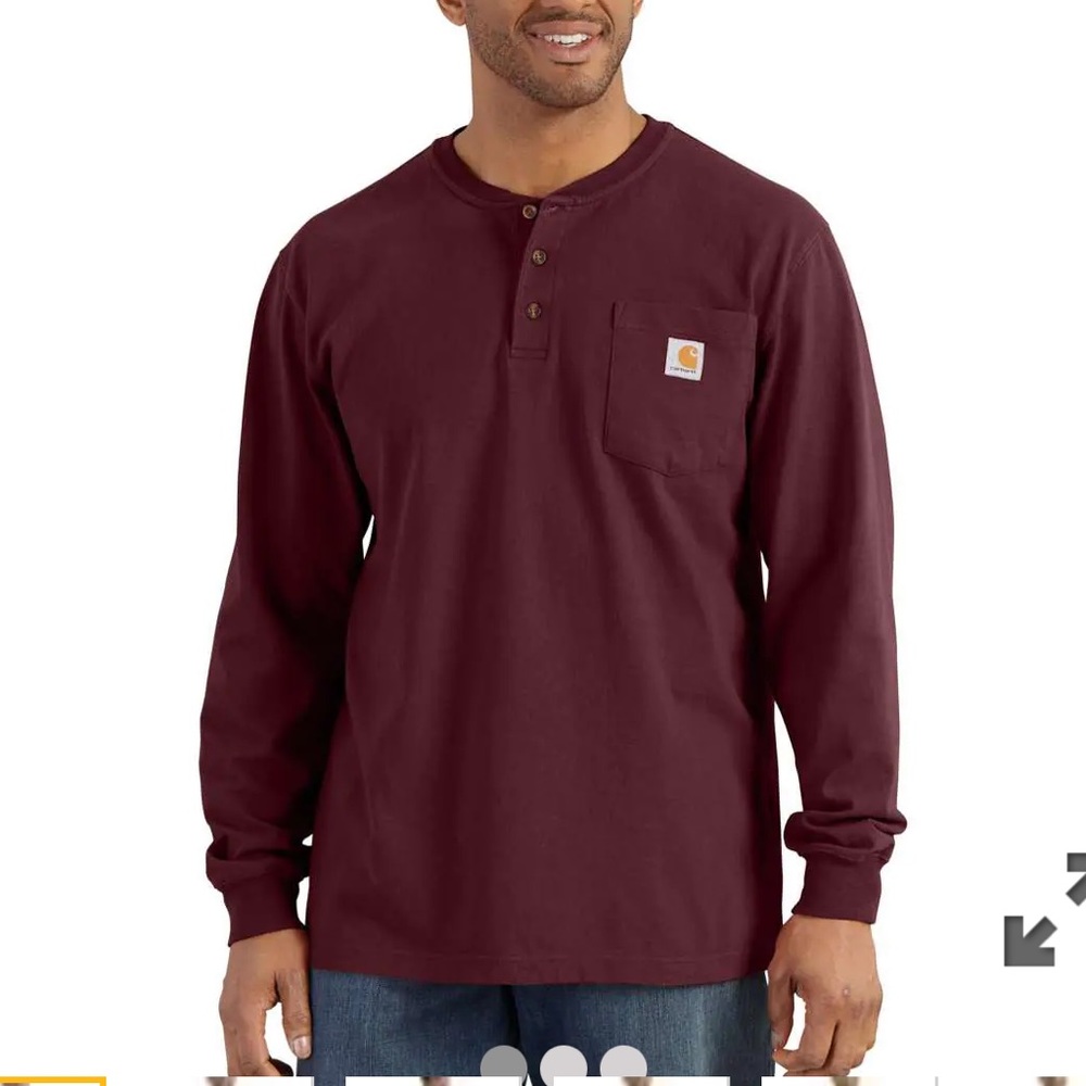 Carhartt Burgundy Henley Long Sleeve - XL